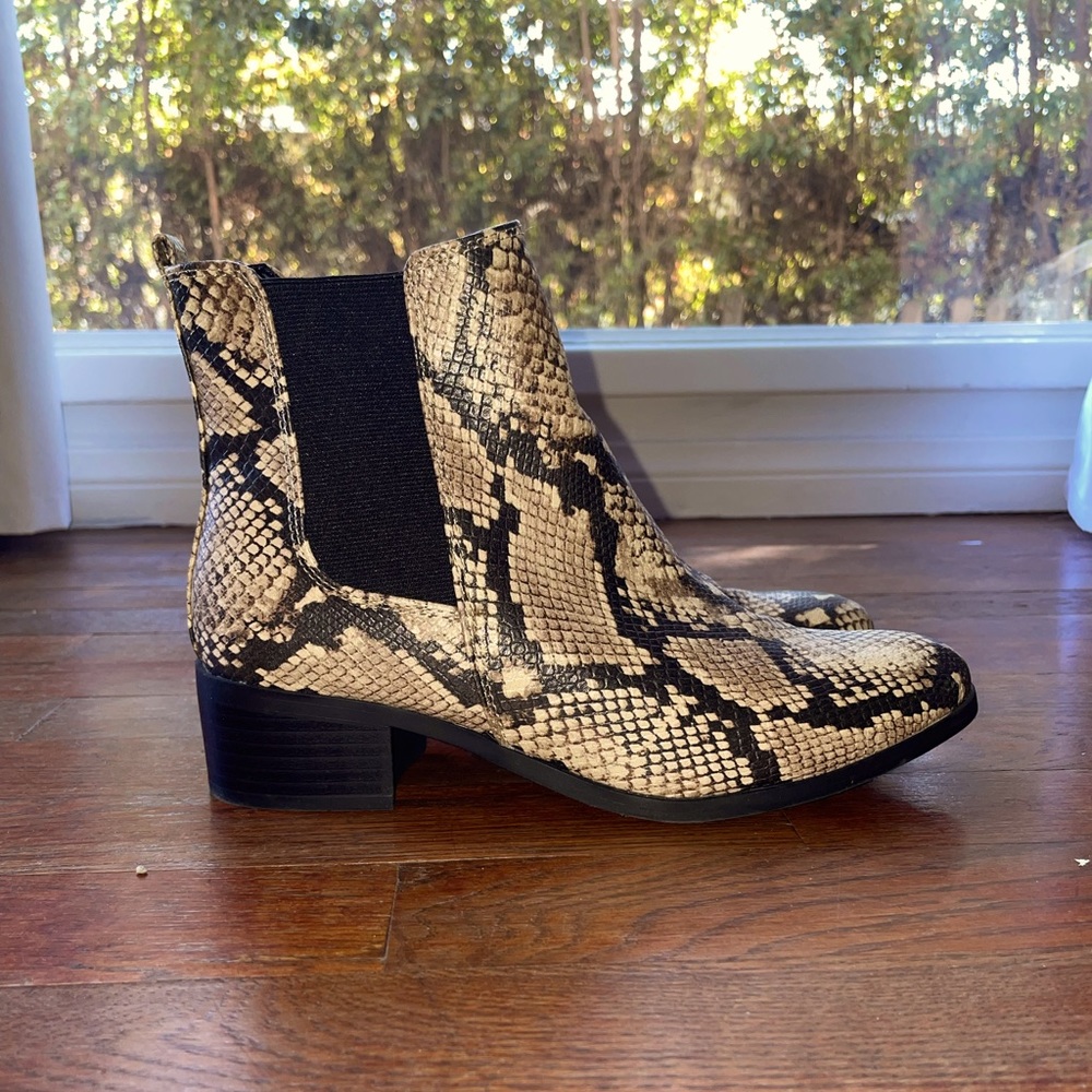 Faux Snakeskin Booties